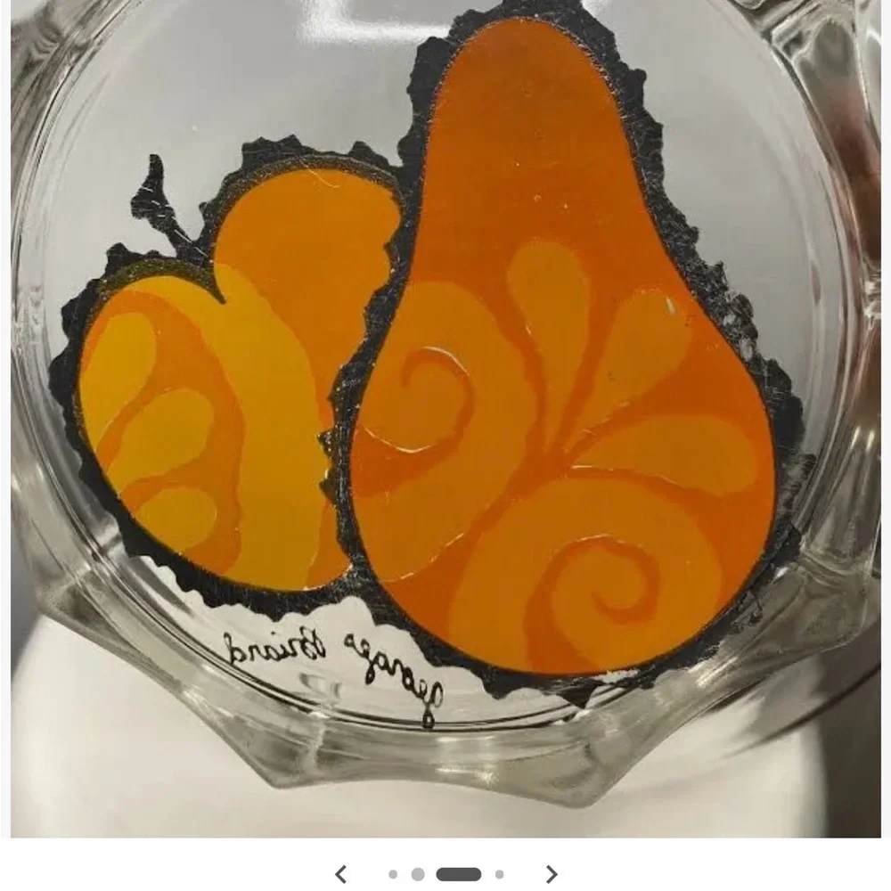 Georges Briard Glass Bowl with Orange Pear Design